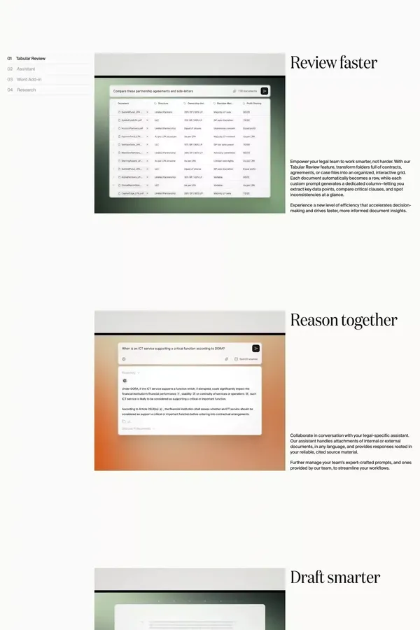 Legora | Collaborative AI for lawyers - Landing design inspiration