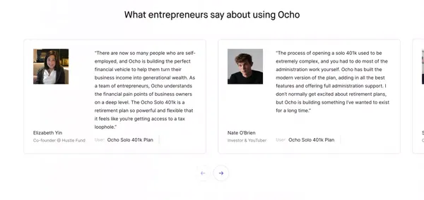 Ocho - Building Wealth for Business Owners - Landing design inspiration