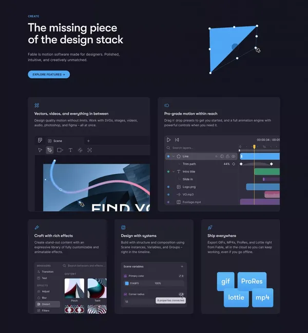 Fable – The collaborative motion design system - Landing design inspiration