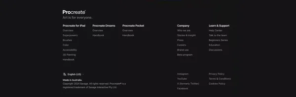 Procreate Dreams - Landing design inspiration