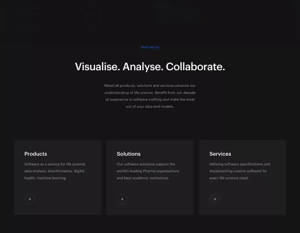 MetaCell | World Leaders In Software For Life Science - Landing design inspiration