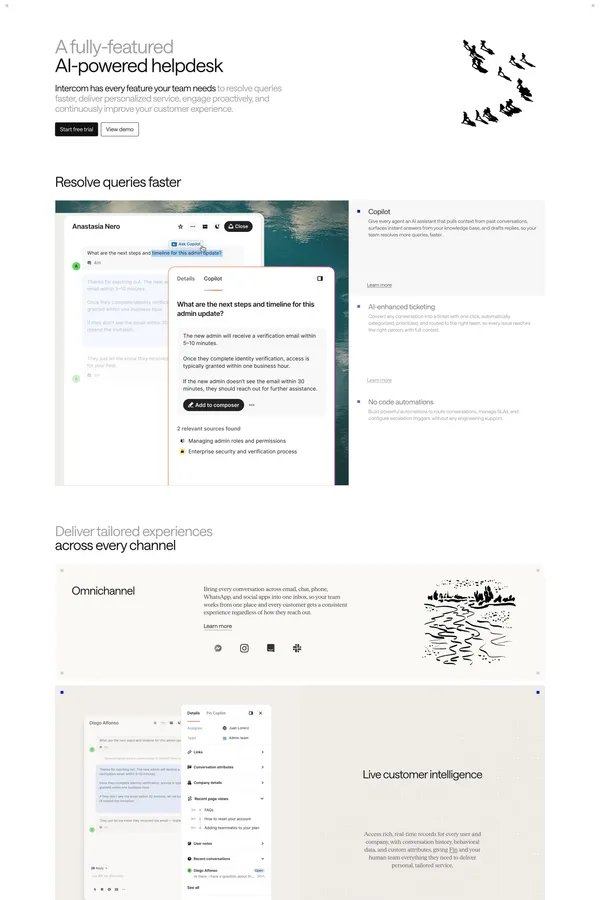 Intercom | The only helpdesk designed for the AI Agent era - Landing design inspiration