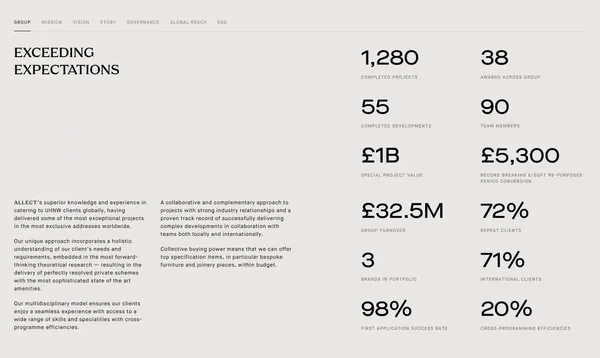 Allect | International Design Group - Landing design inspiration
