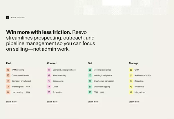 Reevo | The AI-native Revenue Operating System for GTM Teams - Landing design inspiration