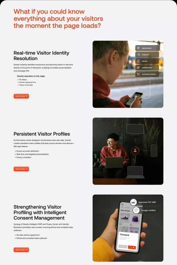 Gravito Ltd - Real-Time Identity Resolution & Consent Management - Landing design inspiration