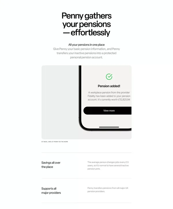 Penny Pension - All Your Pensions In One App - Landing design inspiration