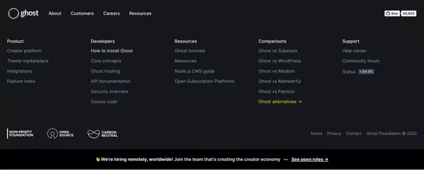 Ghost: Turn your audience into a business - Landing design inspiration