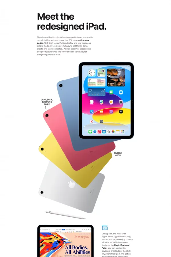 iPad 10.9-inch (10th generation) - Apple - Landing design inspiration