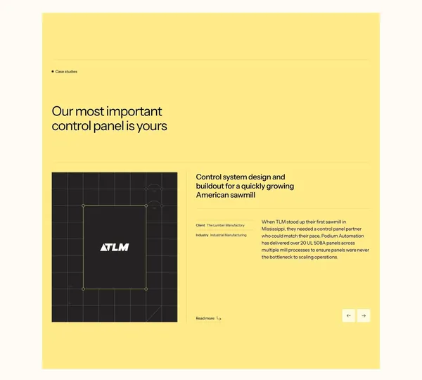 Podium Automation | UL 508A Control Panels Built in 4 Weeks - Landing design inspiration
