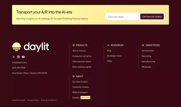 AI Agents for Account Receivables & Working Capital Solutions | Daylit - Landing design inspiration