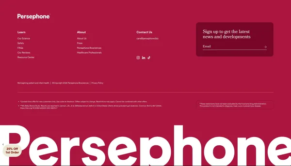 Persephone Biosciences - Ecommerce design inspiration
