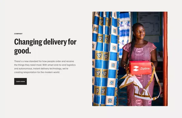 Zipline Instant Delivery & Logistics - Landing design inspiration