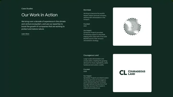 Symbiotic Projects - Landing design inspiration