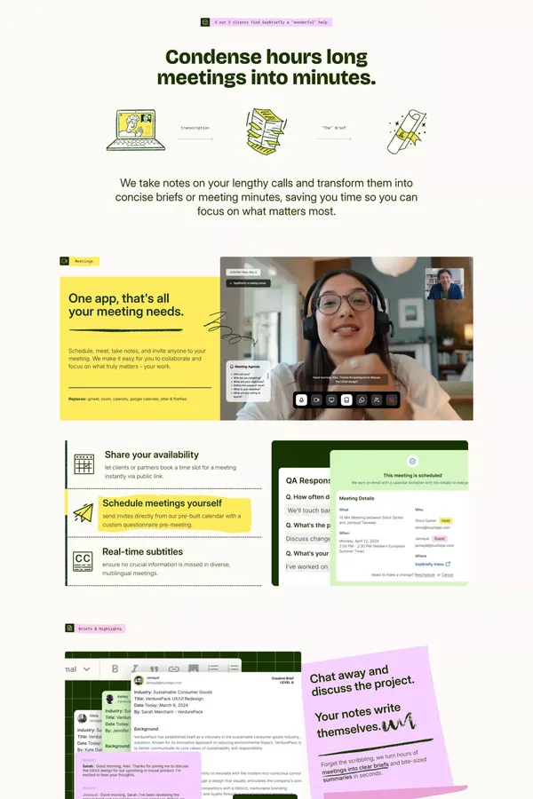 Say Briefly - Landing design inspiration