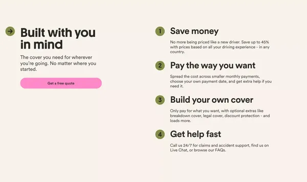 Find Cheap Driving Insurance for UK Newcomers | Marshmallow - Landing design inspiration