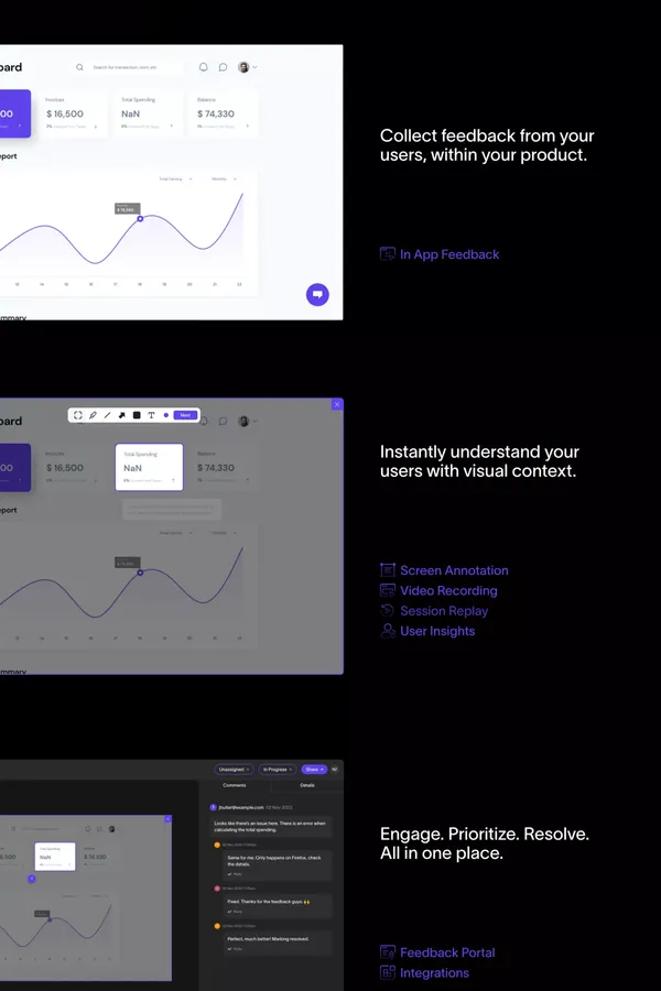 Userback | Put the user back in product development - Landing design inspiration
