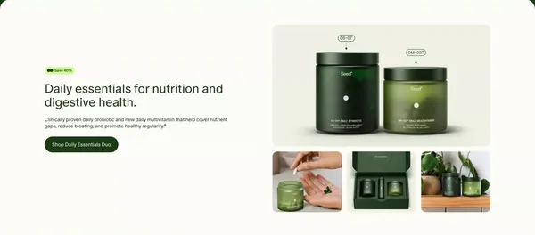 Seed • Whole Body Health Starts in the Gut - Landing design inspiration
