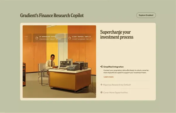 Gradient: AI for Investors - Landing design inspiration