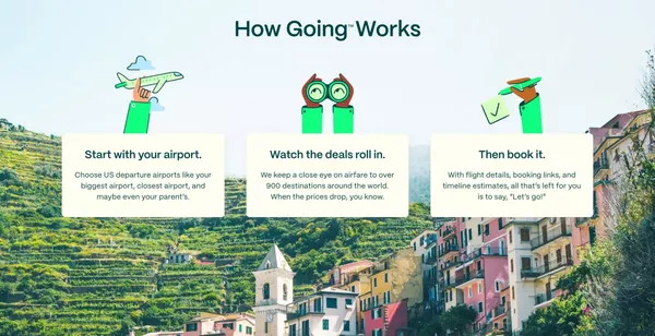 Going™ | Formerly Scott’s Cheap Flights - Landing design inspiration