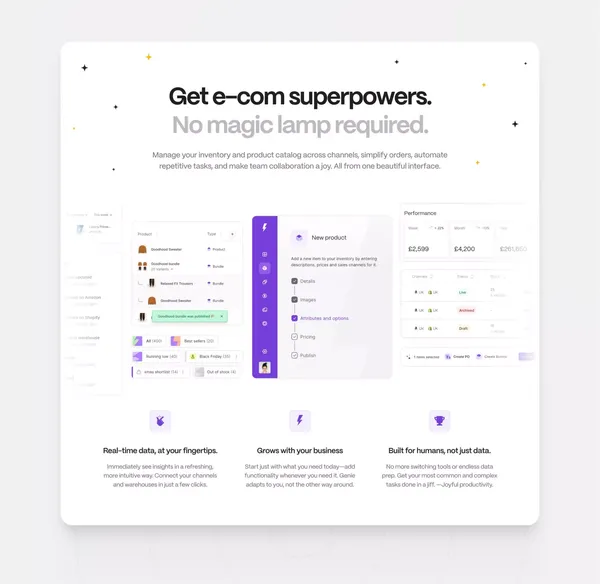 Genie - Scale your e-com backend ops, effortlessly. - Landing design inspiration