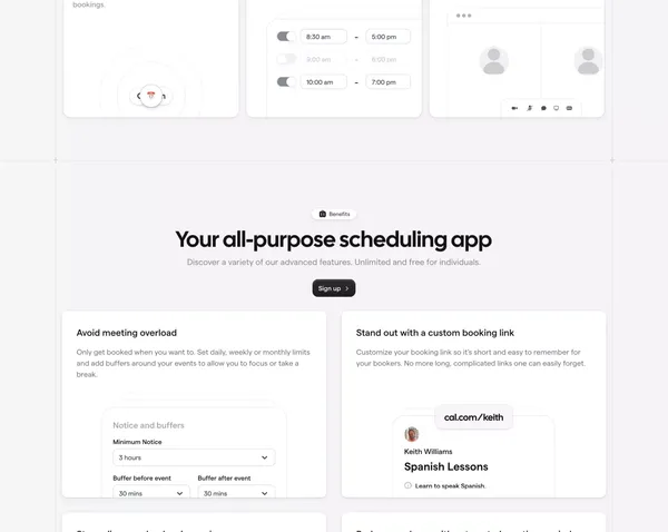 Cal.com | Open Scheduling Infrastructure - Landing design inspiration
