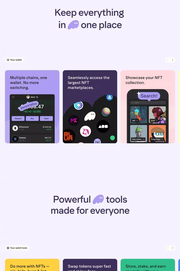 Phantom — Crypto & NFT Wallet — Solana | Ethereum | Polygon - Landing design inspiration