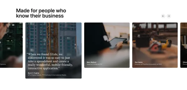 AI App Builder: Turn Spreadsheets into Business Apps | Glide - Landing design inspiration