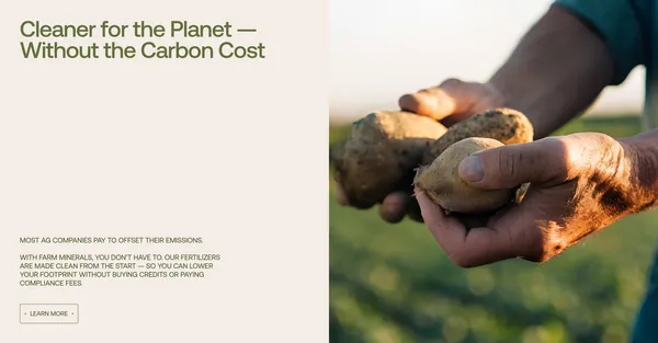 Farm Minerals | Highly Efficient Fertilizers & Feed Additives - Landing design inspiration