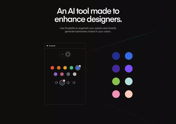 Droplette: Smart AI-Powered Color Palette Generator for Figma - Landing design inspiration
