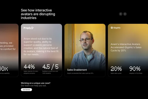 Anam - Real-Time Interactive AI Avatars API - Landing design inspiration