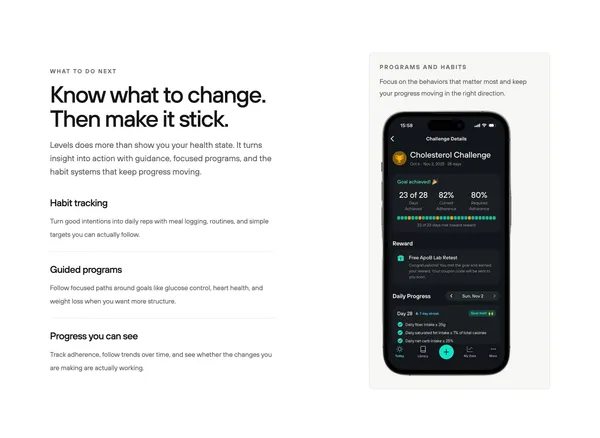 Levels - Live healthier, longer | Levels - Landing design inspiration