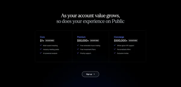Stocks, Bonds, Crypto, & Options Investing App - Public.com - Landing design inspiration