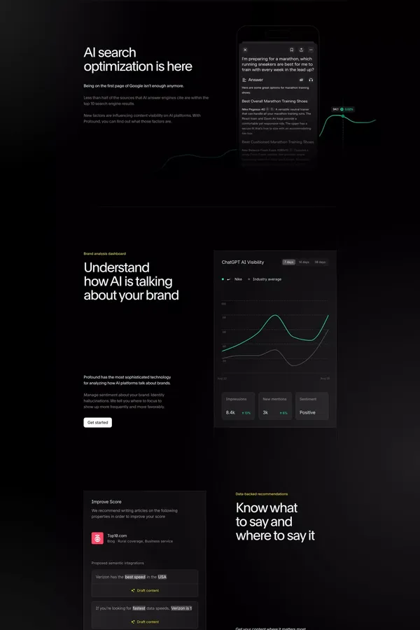 Profound | Optimize Your Brand's Visibility in AI Search - Landing design inspiration