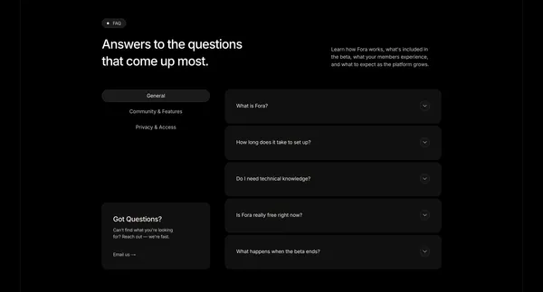 Fora - The community platform for creators - Landing design inspiration