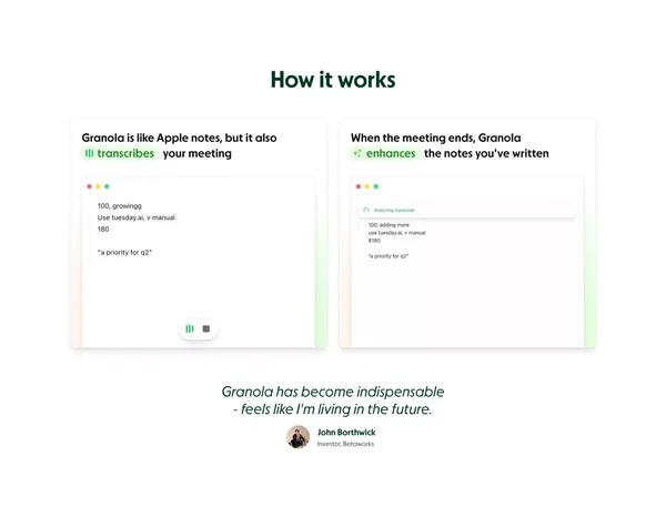 Granola — The AI Notepad for meetings - Landing design inspiration