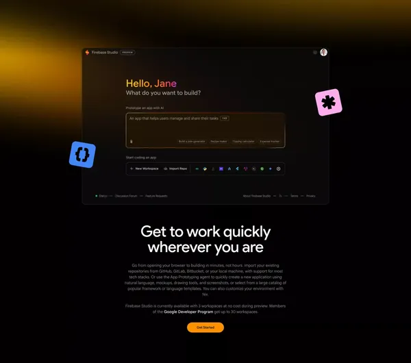 Firebase Studio - Landing design inspiration