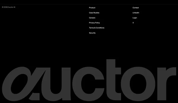 Auctor | AI System of Action for Software Implementations - Landing design inspiration