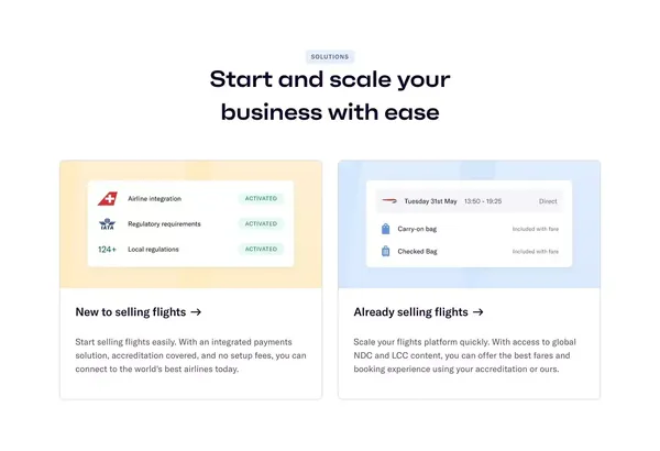 Duffel - The best API to sell flights online - Landing design inspiration