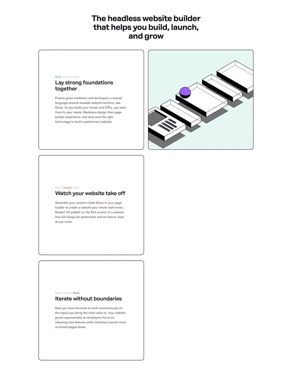 Prismic: Headless Website Builder - Launch and Iterate Faster - Landing design inspiration
