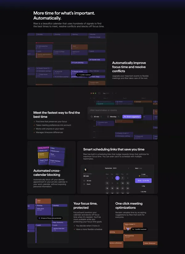 Rise  - The calendar that works for you - Landing design inspiration