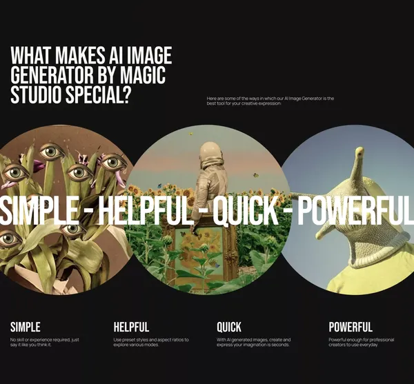 Create images from text using AI - Landing design inspiration
