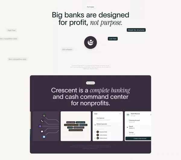 Crescent Cares | High-Impact Banking Platform for Nonprofits - Landing design inspiration
