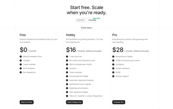 Audyr — Know exactly what to build next - Landing design inspiration