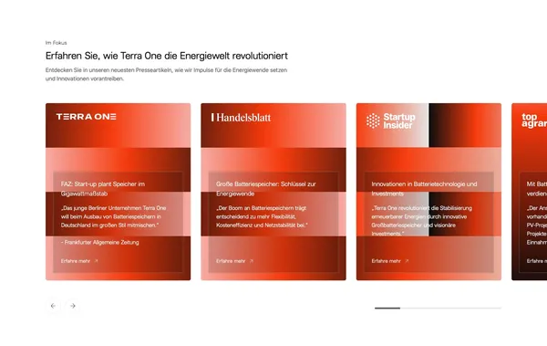 Terra One – Innovative Batteriespeicherlösungen für eine nachhaltige Zukunft - Landing design inspiration