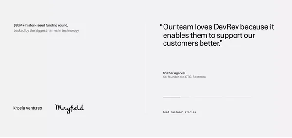 DevRev OneCRM - Landing design inspiration