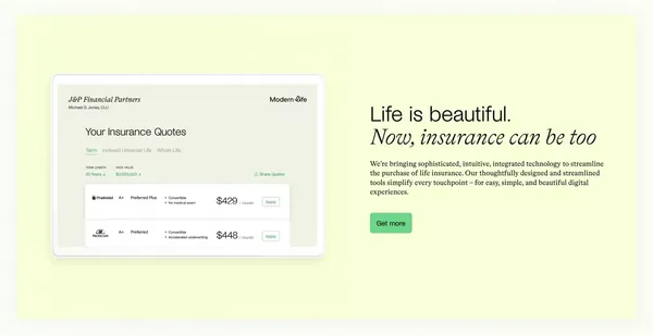 Modern Life – Bringing the future to life. - Landing design inspiration
