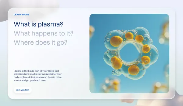 Rise Plasma | Earn More for Every Plasma Donation - Landing design inspiration