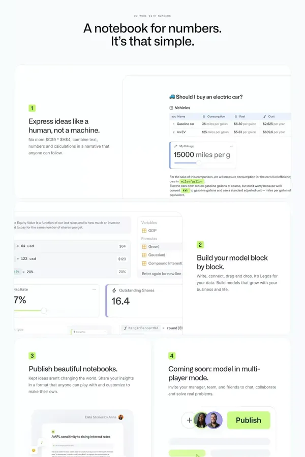 Decipad — Make sense of numbers - Landing design inspiration