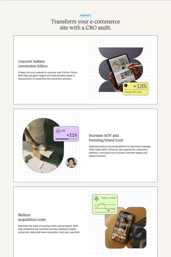 Conversion Rate Optimization Agency (CRO) - Peek Insights - Landing design inspiration