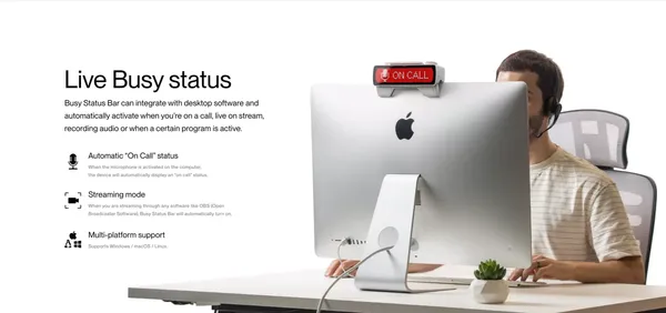 Busy Status Bar — Productivity Multi-tool Device with an LED pixel screen - Landing design inspiration